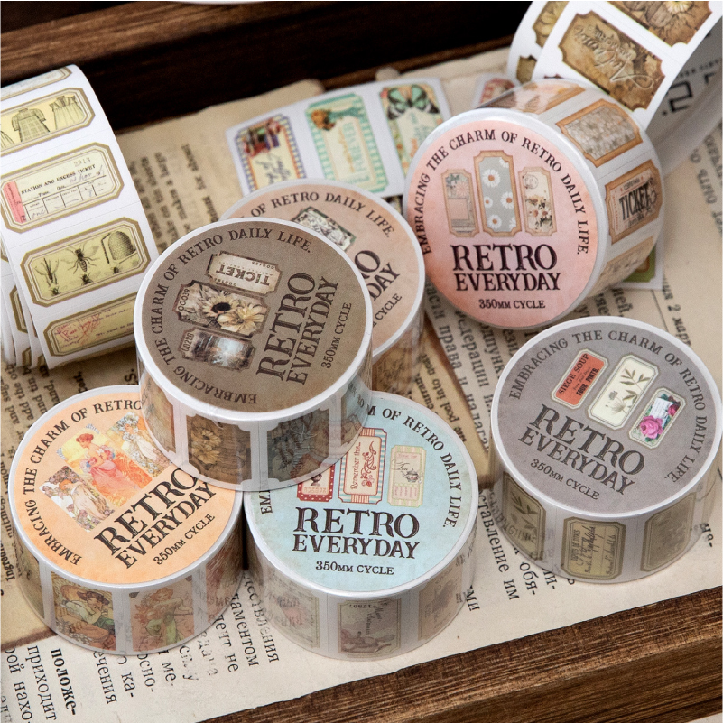 Washi Tape Set - 25mm*2m Vintage Letter Washi Decor Tapes