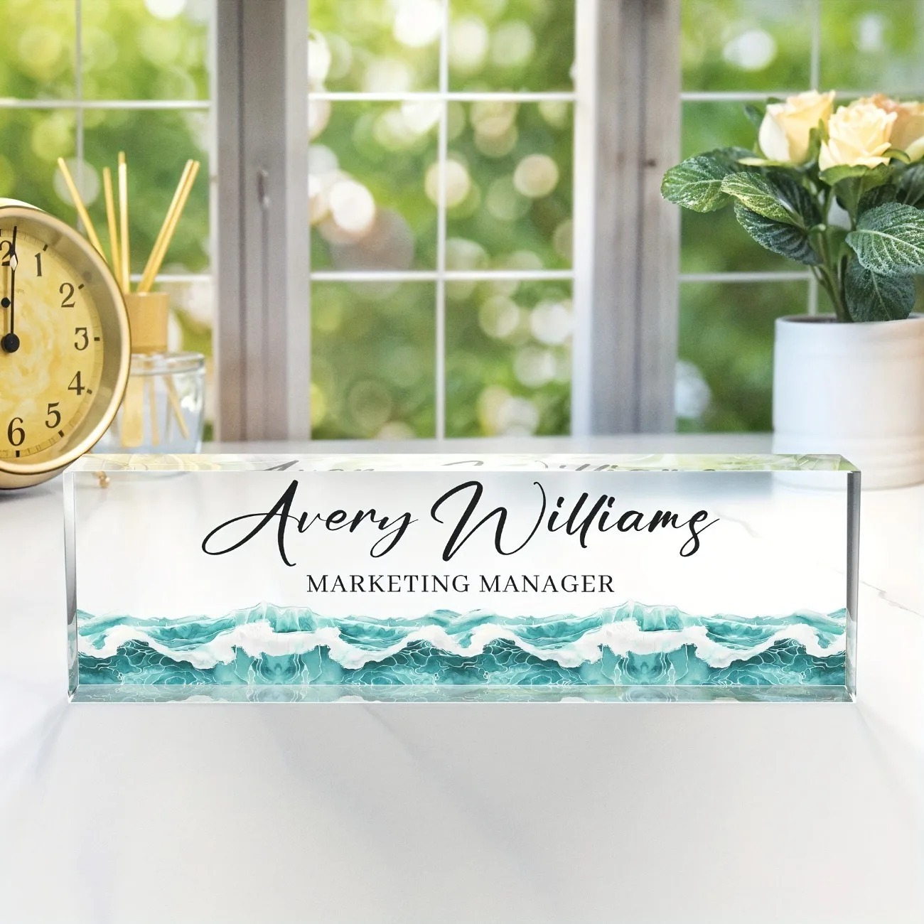 Desk Name Plate - Custom Personalized Acrylic Desk Nameplate with