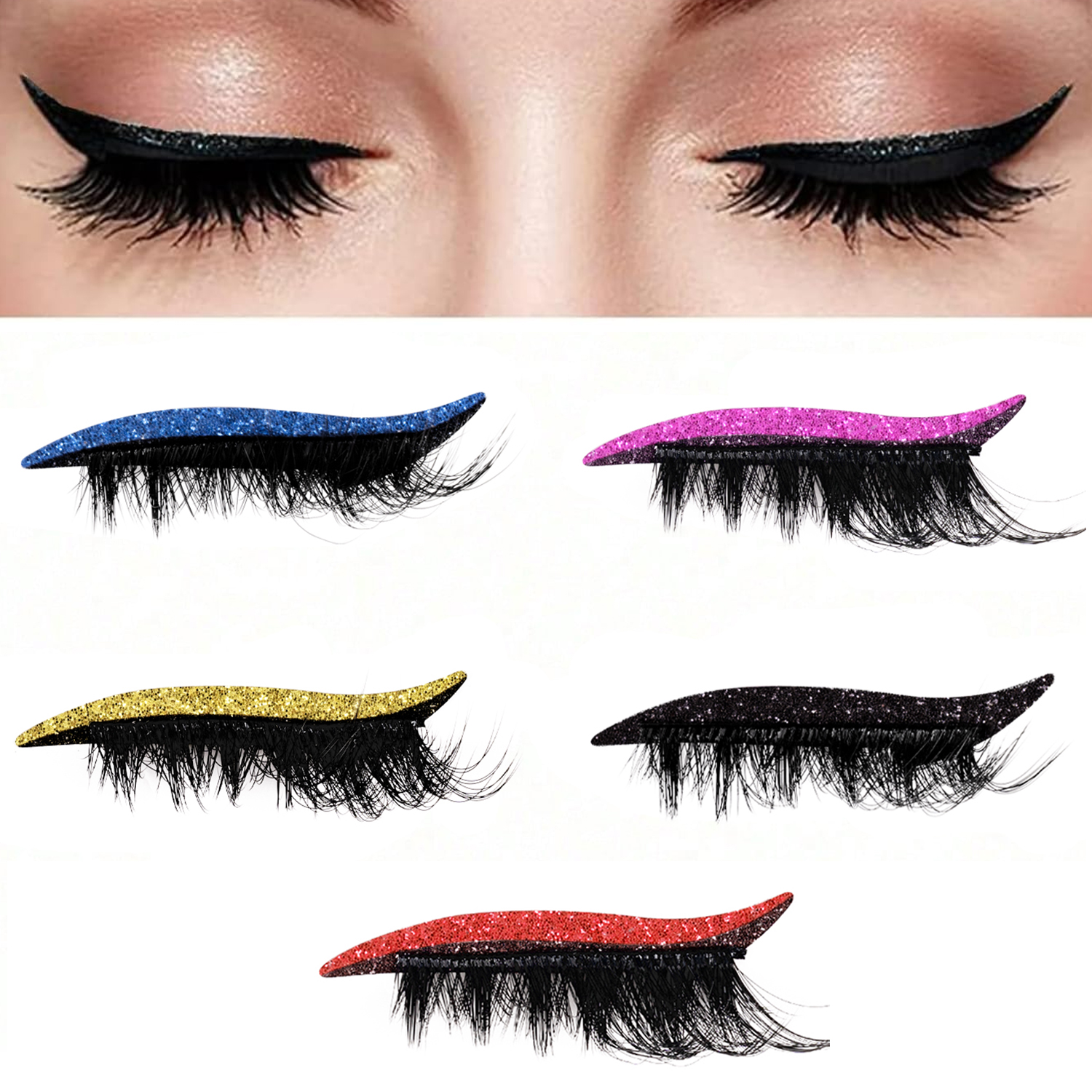Glue Stick Pack - 4 Pairs Glitter Self-Adhesive Lash Stickers