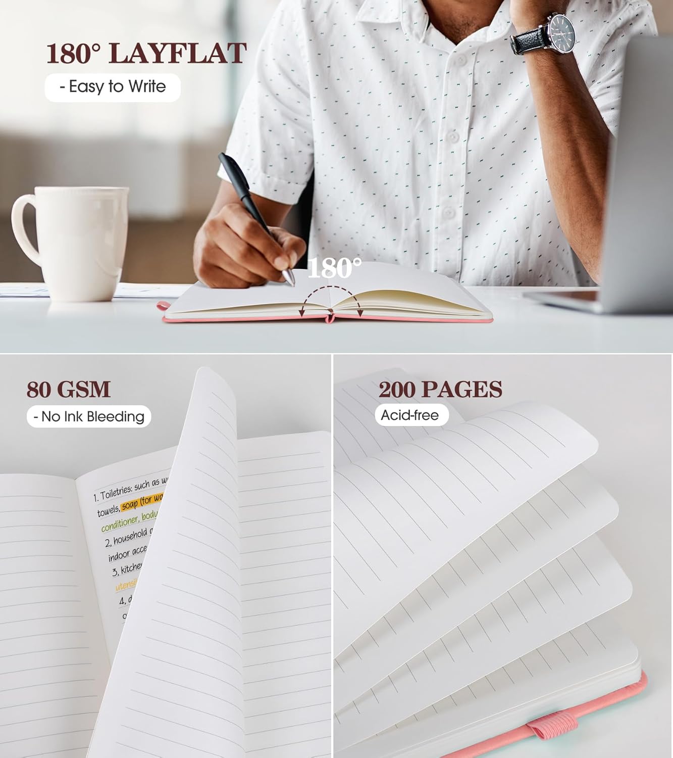 A5 Pink Hardcover Leather Jour - Journal Leather Hardcover のレビューと価格