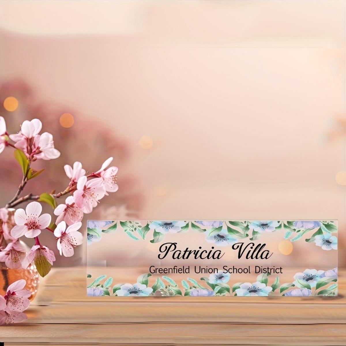 [2D Flat] Floral Pattern Acryl - Desk Name Plate のレビューと価格