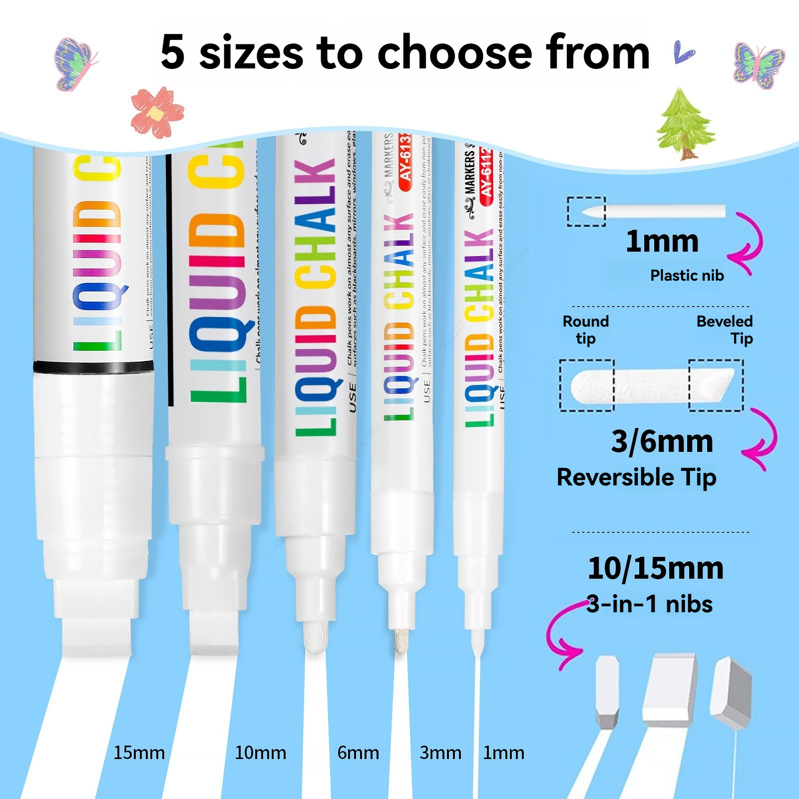 5pcs/set White Chalk Markers L - Whiteboard Marker Set のレビューと価格