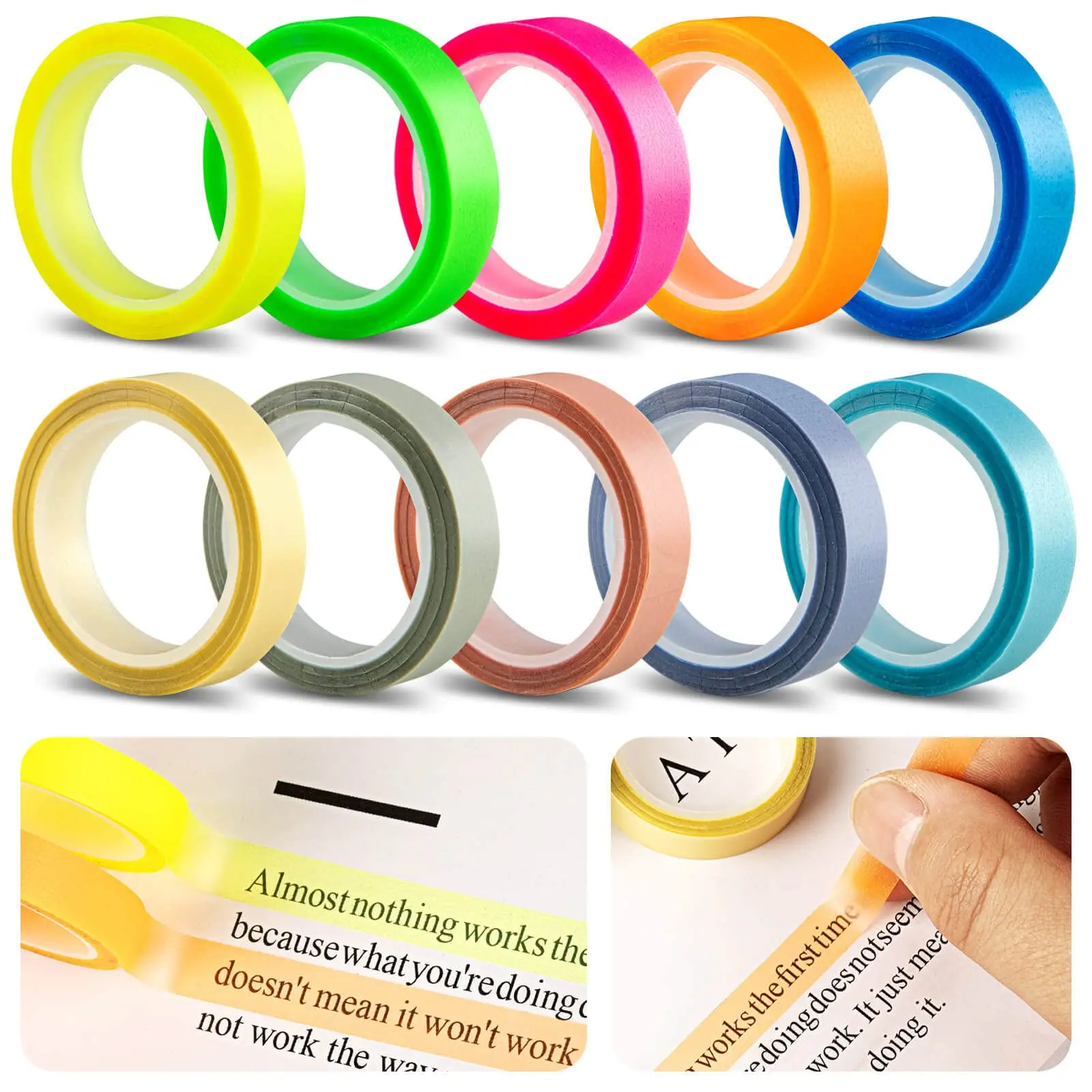 5Rolls Transparent Fluorescent - Index Tab Divider のレビューと価格