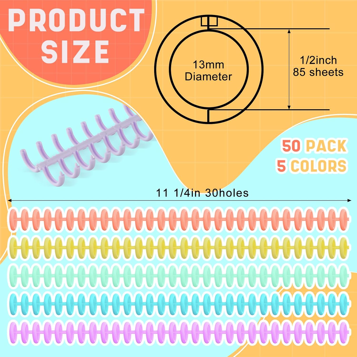 50 Pcs Comb Binding Spines 1/2 - Binding Comb Plastic のレビューと価格