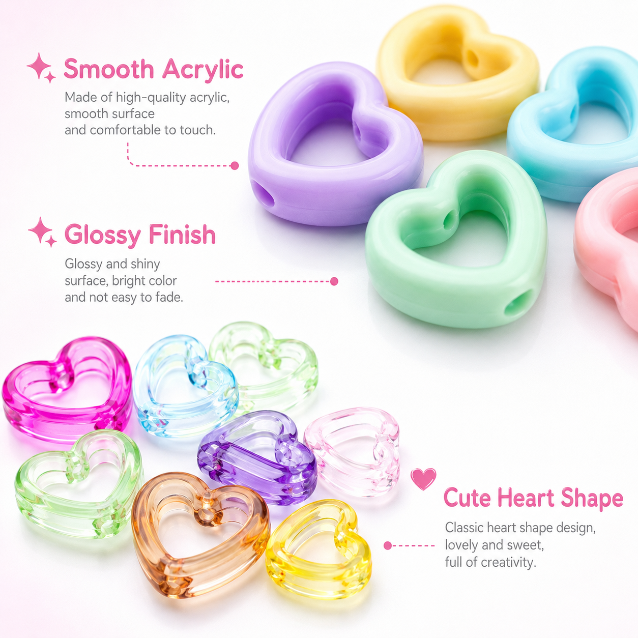 30Pcs Multicolor Clear Heart A - Stationery Supplier のレビューと価格