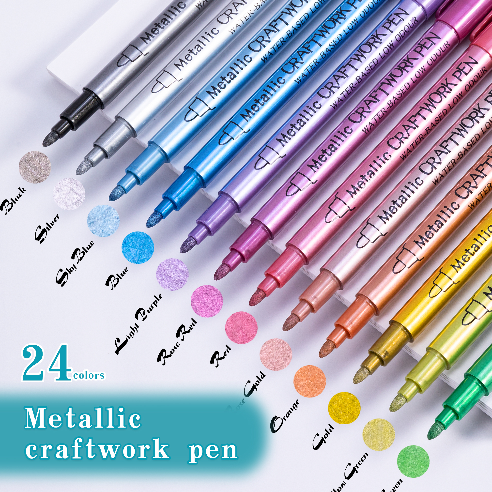 24 Colors Metallic Acrylic Pai - Whiteboard Marker Set のレビューと価格