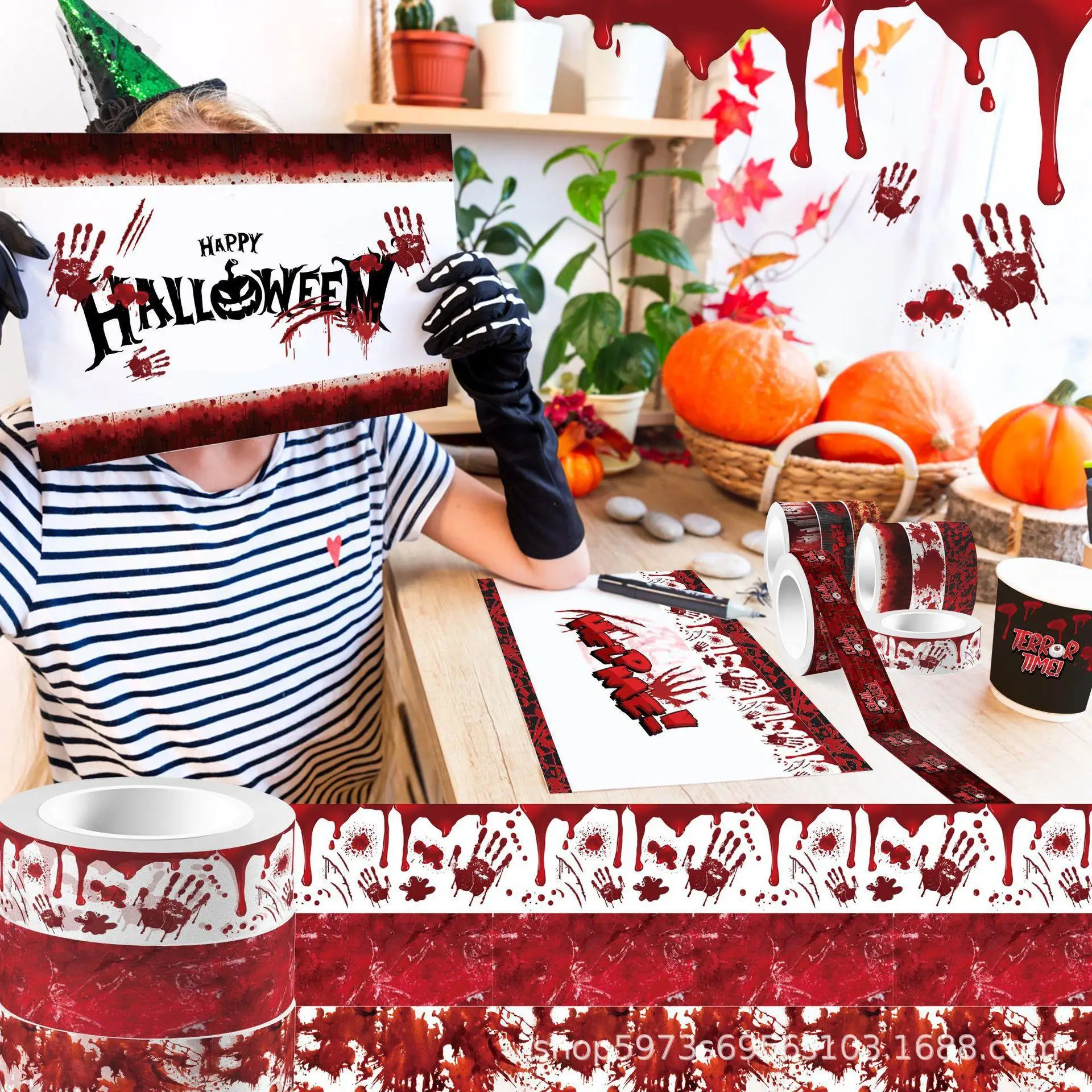 Halloween Bloody Hand Bleeding - Washi Tape Set のレビューと価格