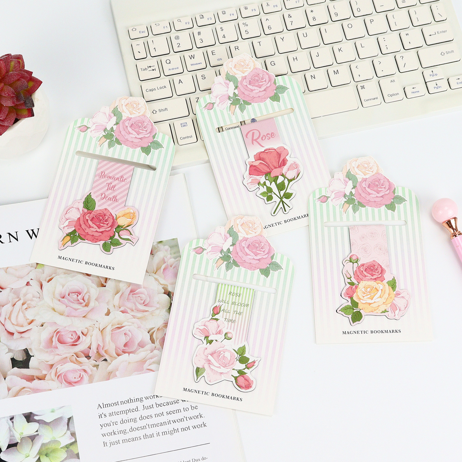 Pink Rose Blossom Alien Magnet - Bookmark Magnetic Clip のレビューと価格