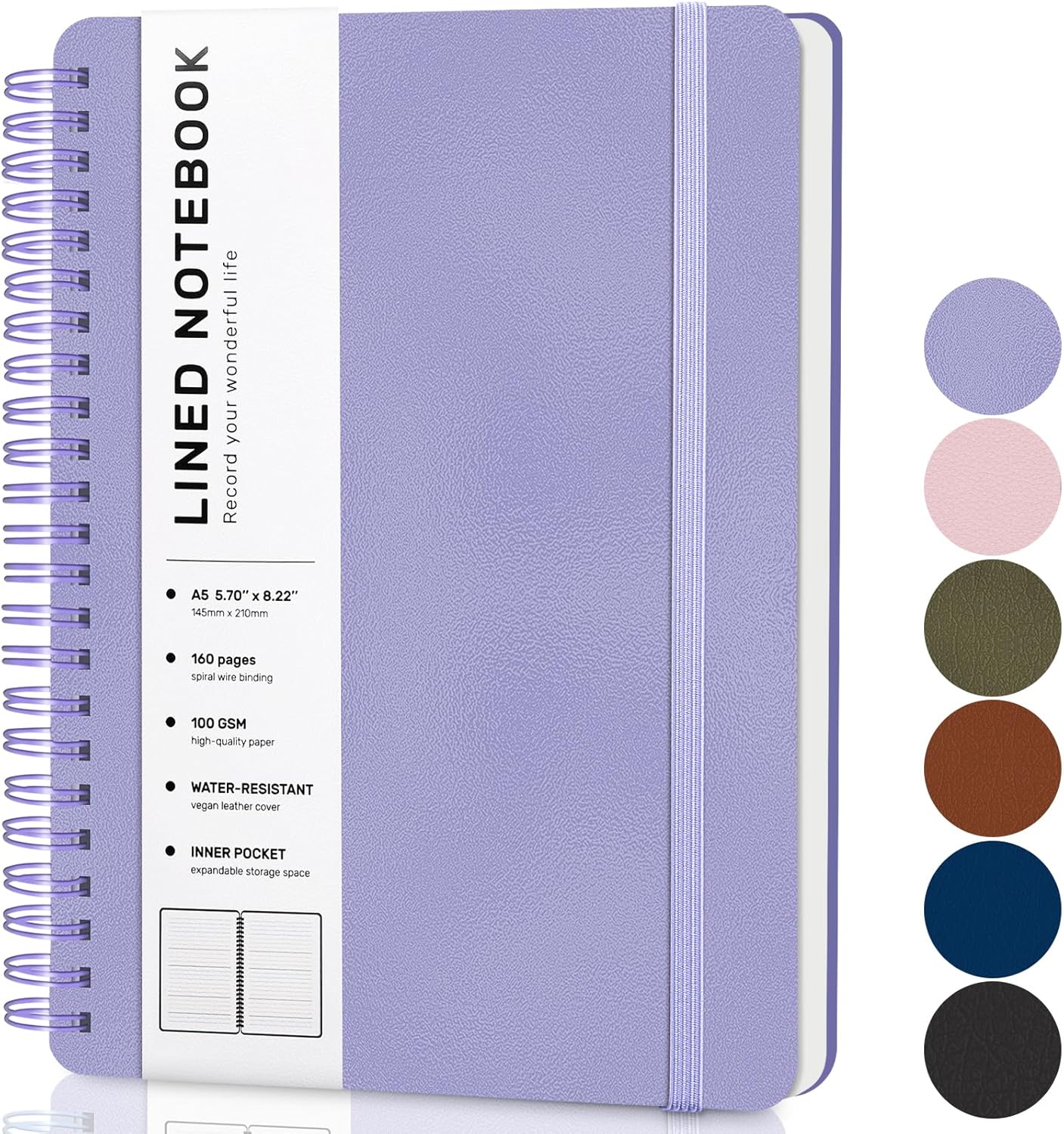 A5 Spiral Notebook, 160 Pages, - Journal Leather Hardcover のレビューと価格
