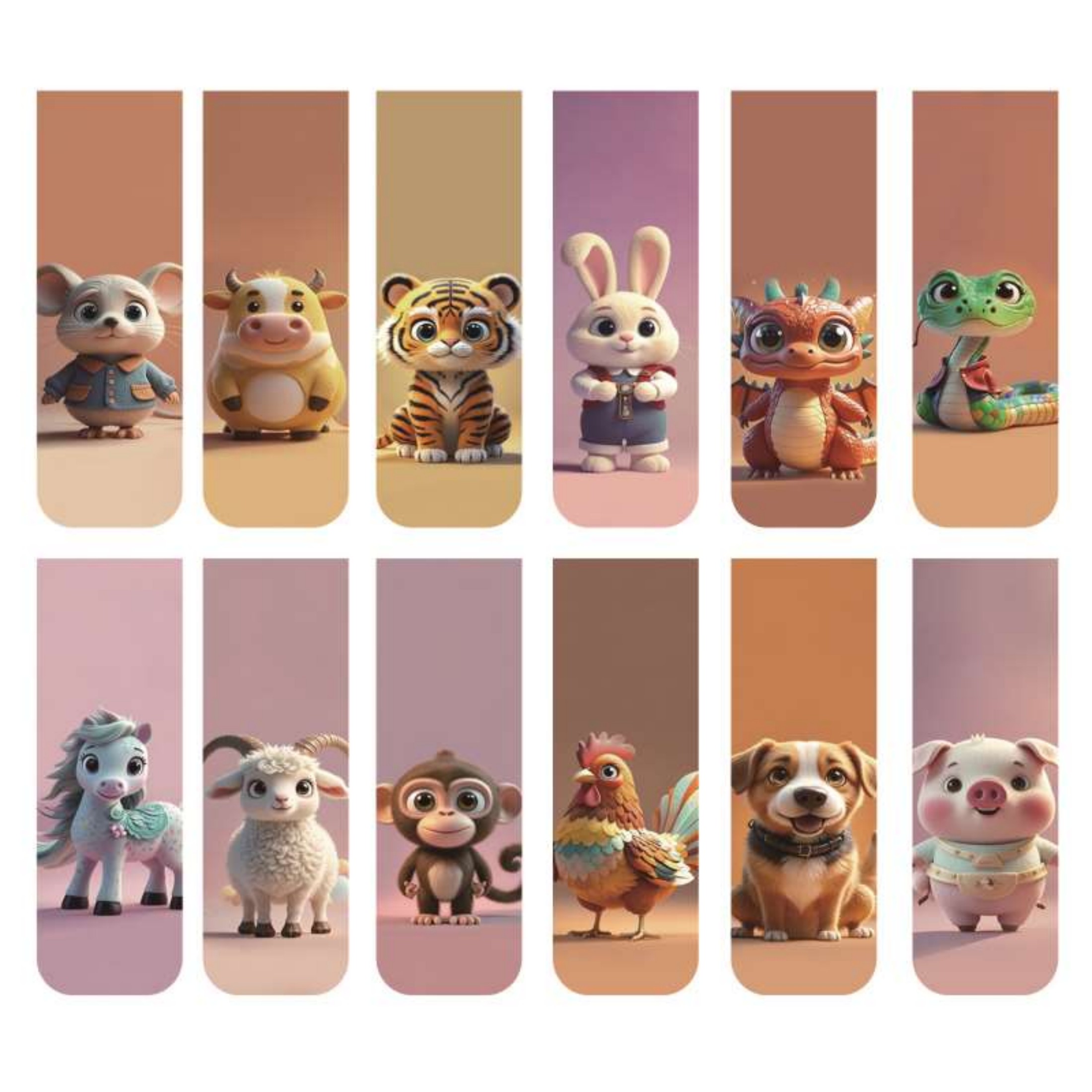 12pcs Adorable Twelve Animal M - Bookmark Magnetic Clip のレビューと価格