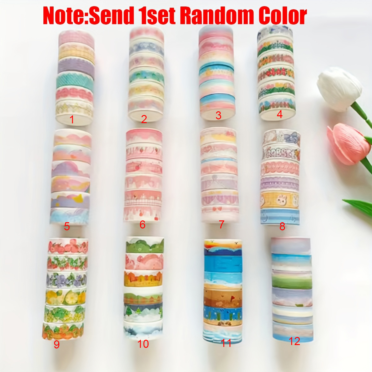 6roll/set Random Color Landsca - Washi Tape Set のレビューと価格