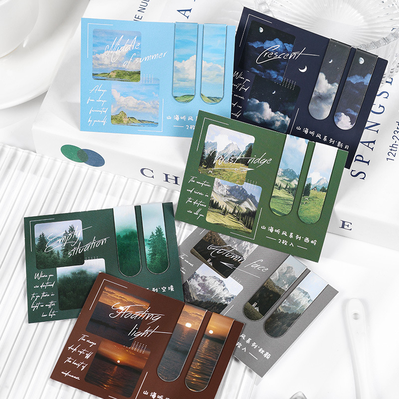 2 Pcs/set Beautiful Scenery Ma - Bookmark Magnetic Clip のレビューと価格
