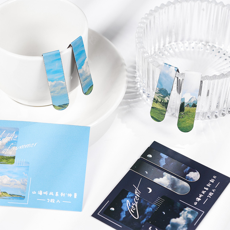 2 Pcs/set Beautiful Scenery Ma - Bookmark Magnetic Clip のレビューと価格
