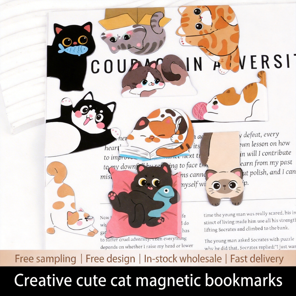 1set Creative Cat Pattern Magn - Bookmark Magnetic Clip のレビューと価格